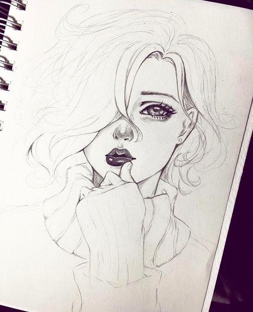 رسومات جميلة - اجمل صور بنات مرسومة بالقلم الرصاص 3579