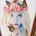 522 10 رسومات بنات جميلة - رسم بالوان ورصاص لفتيات قمرية عوني